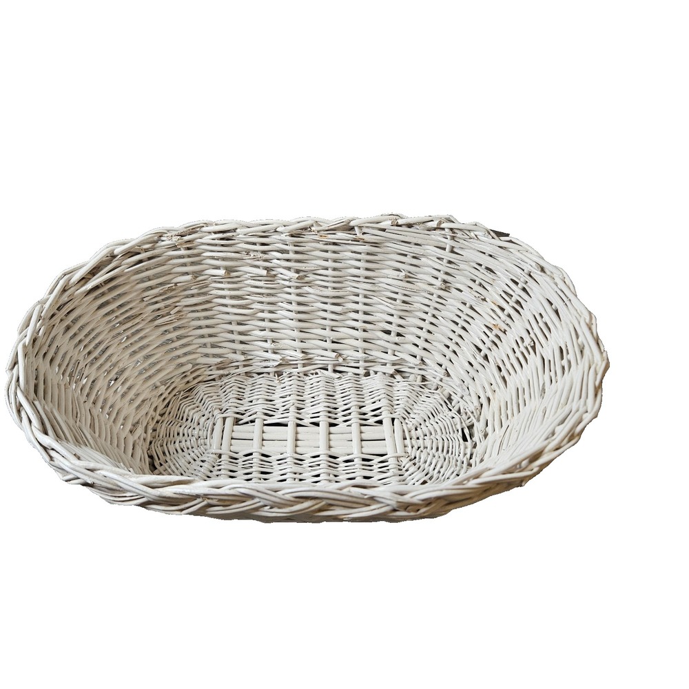 White Wicker Basket Oval Woven Storage Organizer Farmhouse Easter Wedding Decor